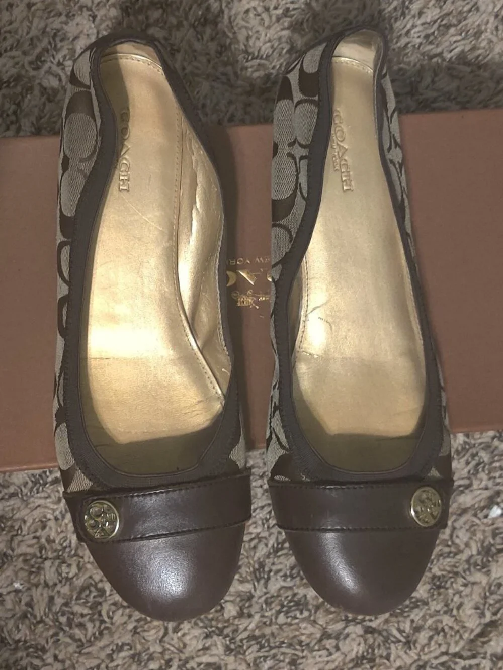 Coach Chestnut/Khaki Matte Calf Chelsey Flats Size 9M